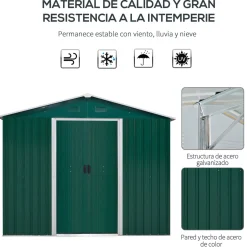 Caseta de jardín Forest Outsunny puertas correderas + ventilación 190x236x174 cm