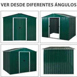 Caseta de jardín Forest Outsunny puertas correderas + ventilación 190x236x174 cm