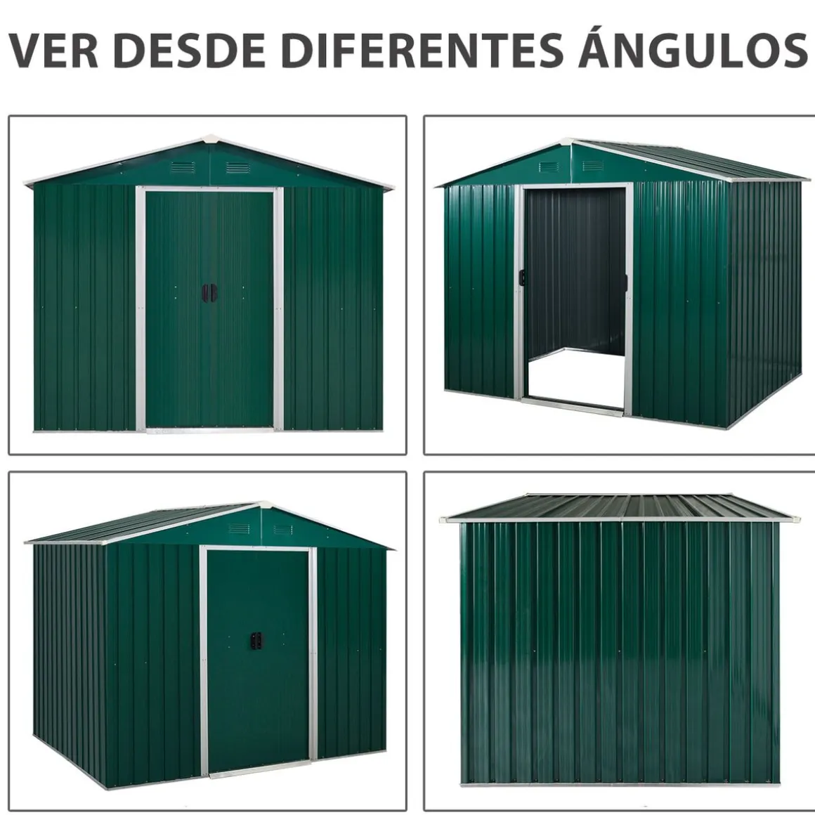 Caseta de jardín Forest Outsunny puertas correderas + ventilación 190x236x174 cm