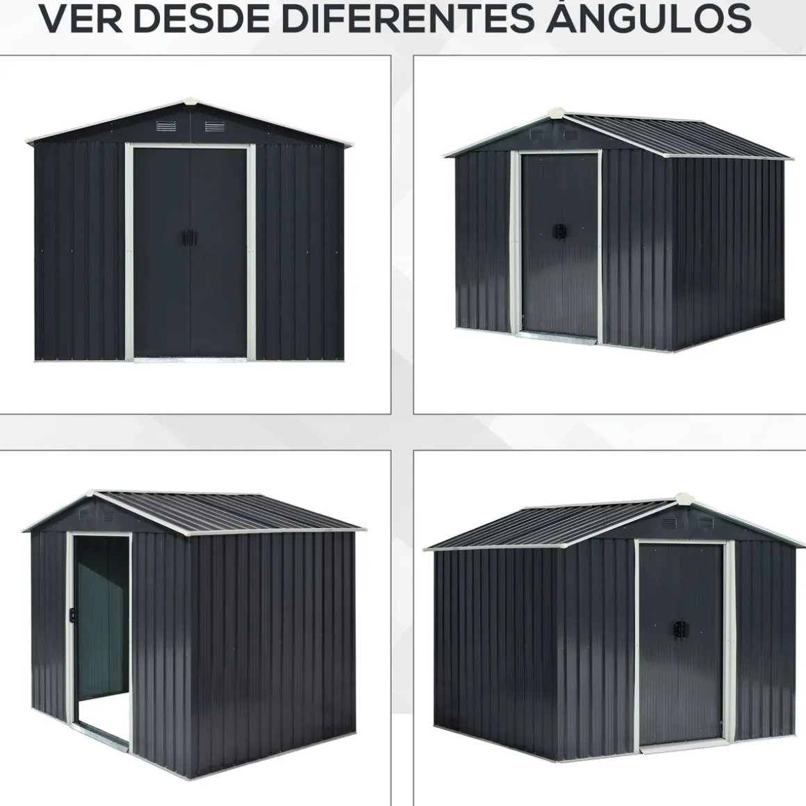 Caseta de jardín Garden Outsunny puertas correderas + ventilación 190x236x174 cm