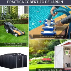 Caseta de jardín Graham Outsunny puertas correderas gris 192x277x322 cm