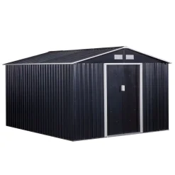 Caseta de jardín Graham Outsunny puertas correderas gris 192x277x322 cm