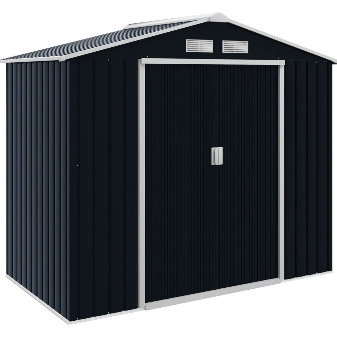 Caseta de jardín Ontario Outsunny puertas correderas gris oscuro 185x213x130 cm