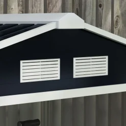 Caseta de jardín Ontario Outsunny puertas correderas gris oscuro 185x213x130 cm