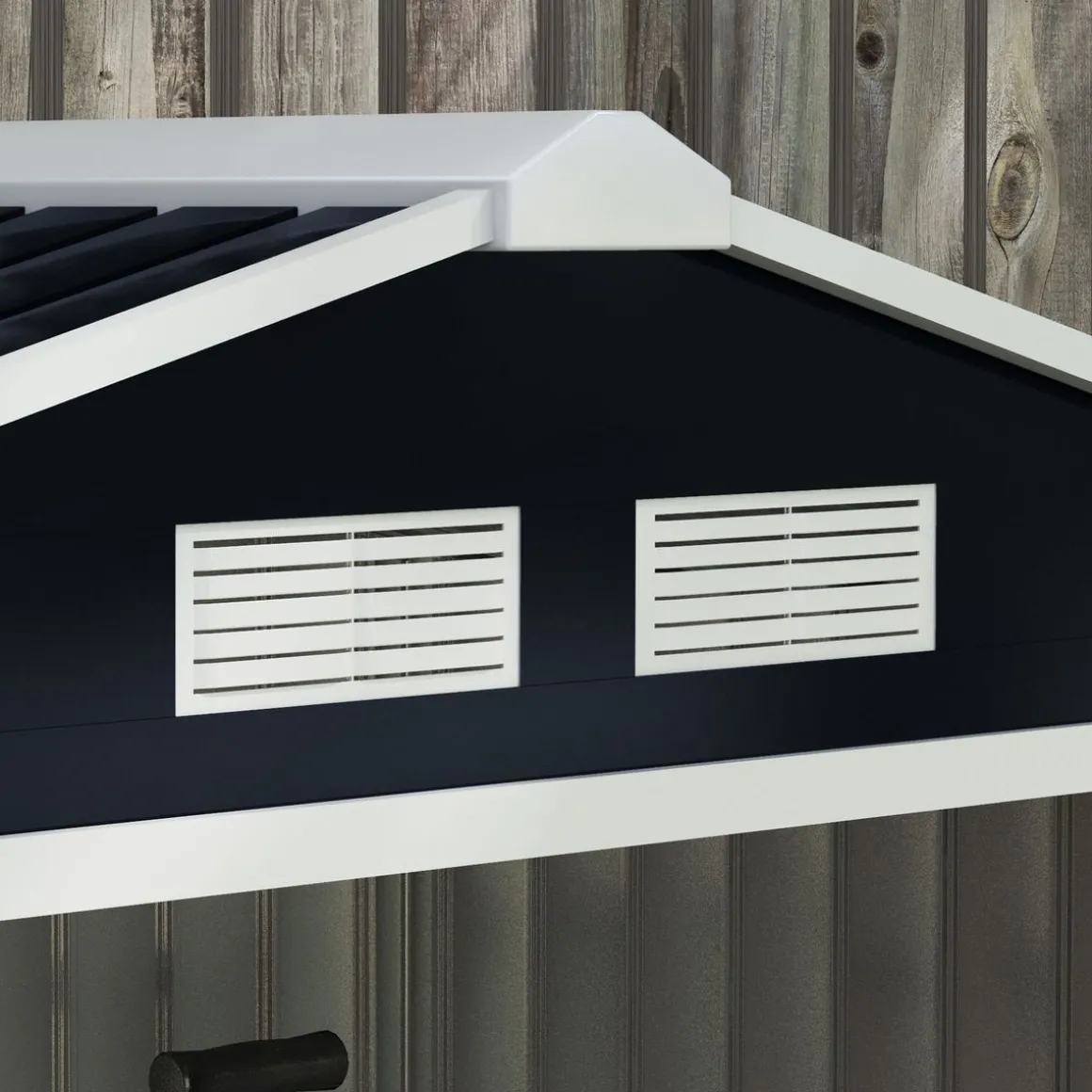 Caseta de jardín Ontario Outsunny puertas correderas gris oscuro 185x213x130 cm