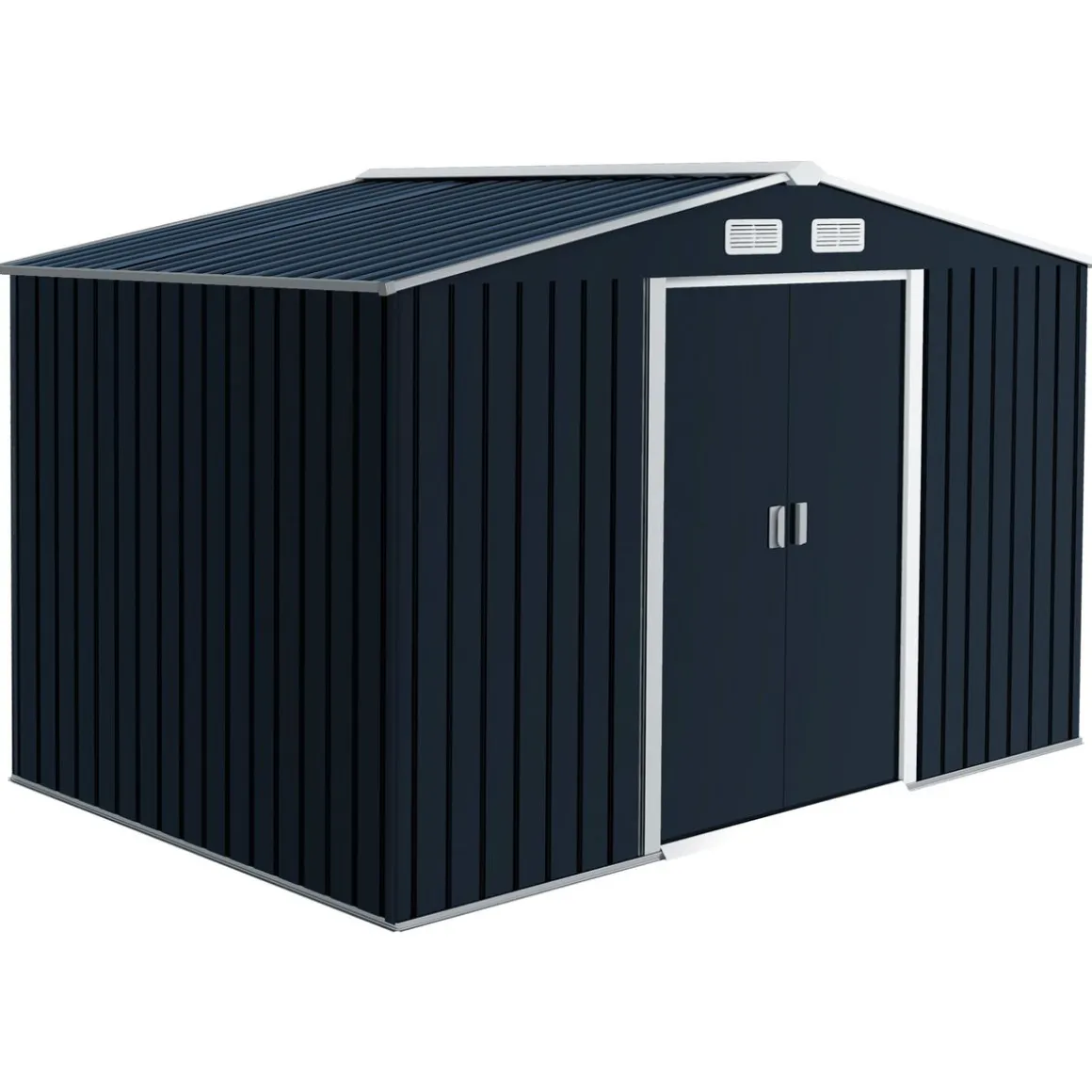 Caseta de jardín Oregón Outsunny puertas correderas gris 196x277x195 cm