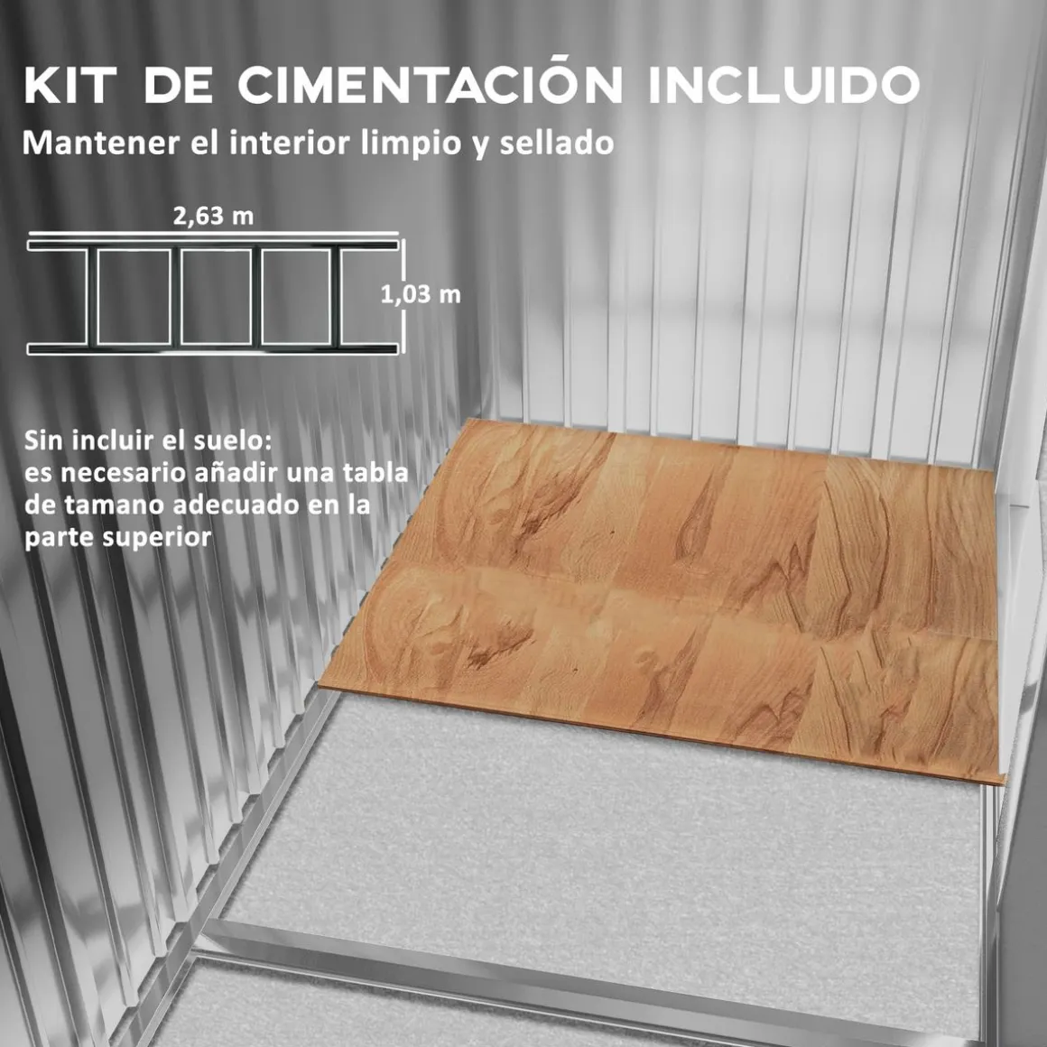 Caseta de jardín Oregón Outsunny puertas correderas gris 196x277x195 cm