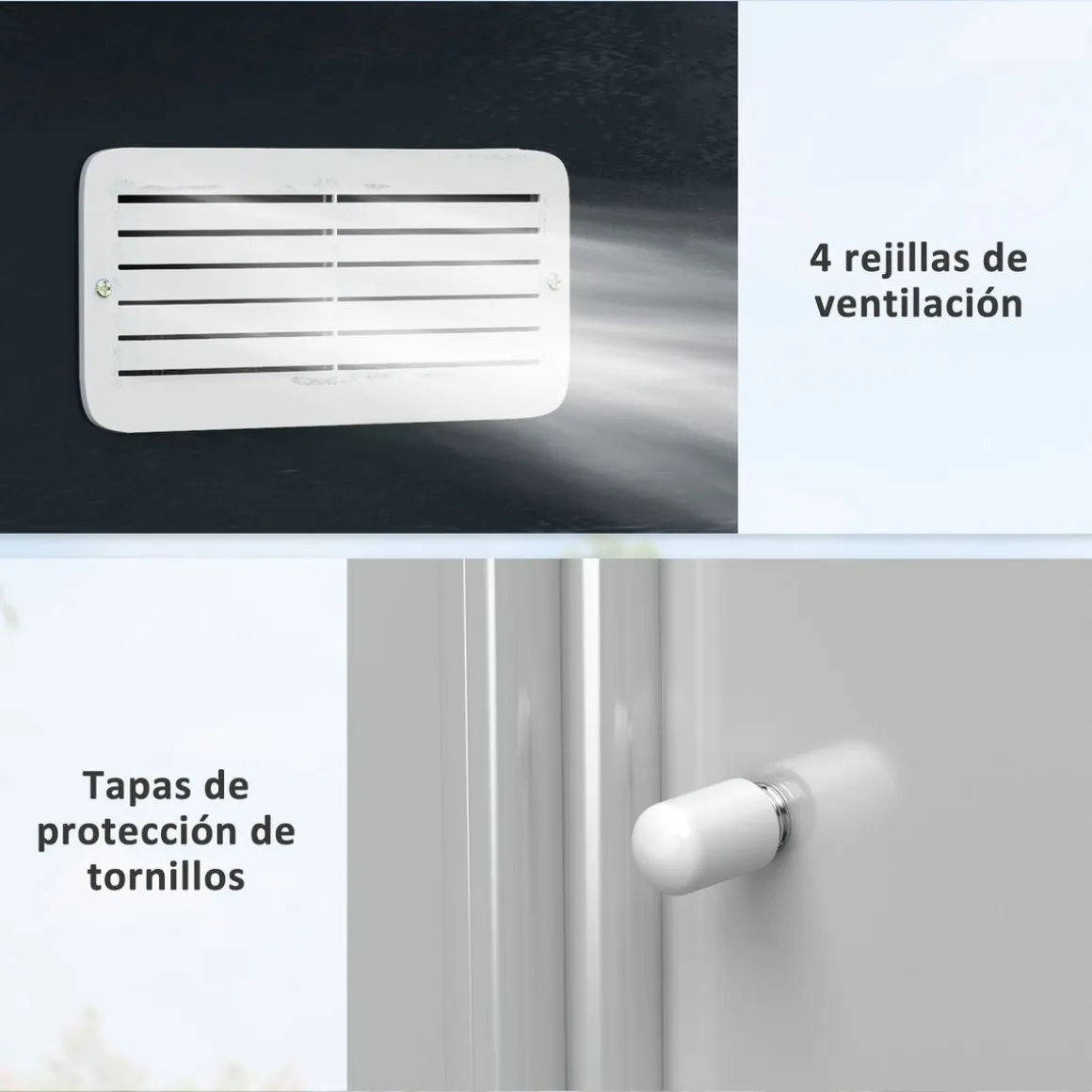 Caseta de jardín Oregón Outsunny puertas correderas gris 196x277x195 cm