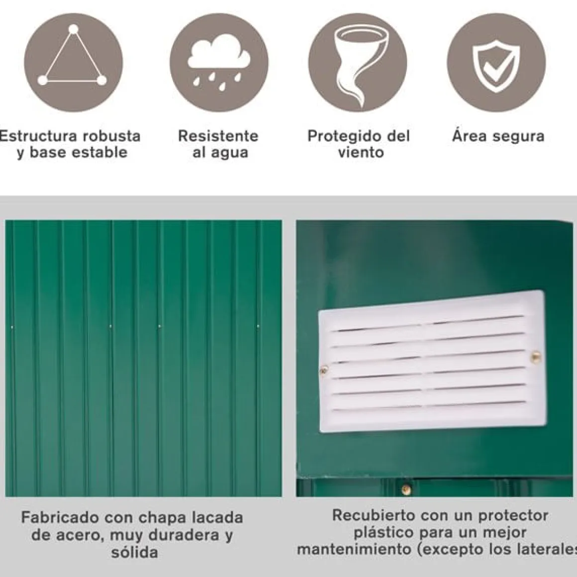 Caseta de jardín para almacenamiento y herramientas