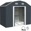 Caseta de jardín Toronto Outsunny puertas correderas + ventilación gris 198,5x238x132 cm