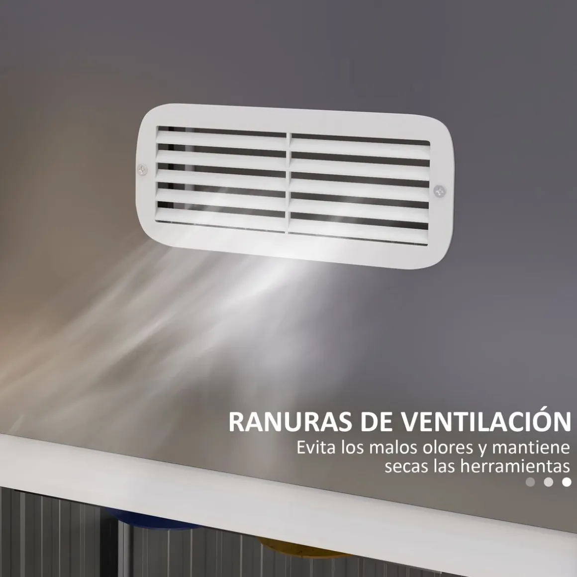 Caseta de jardín Toronto Outsunny puertas correderas + ventilación gris 198,5x238x132 cm
