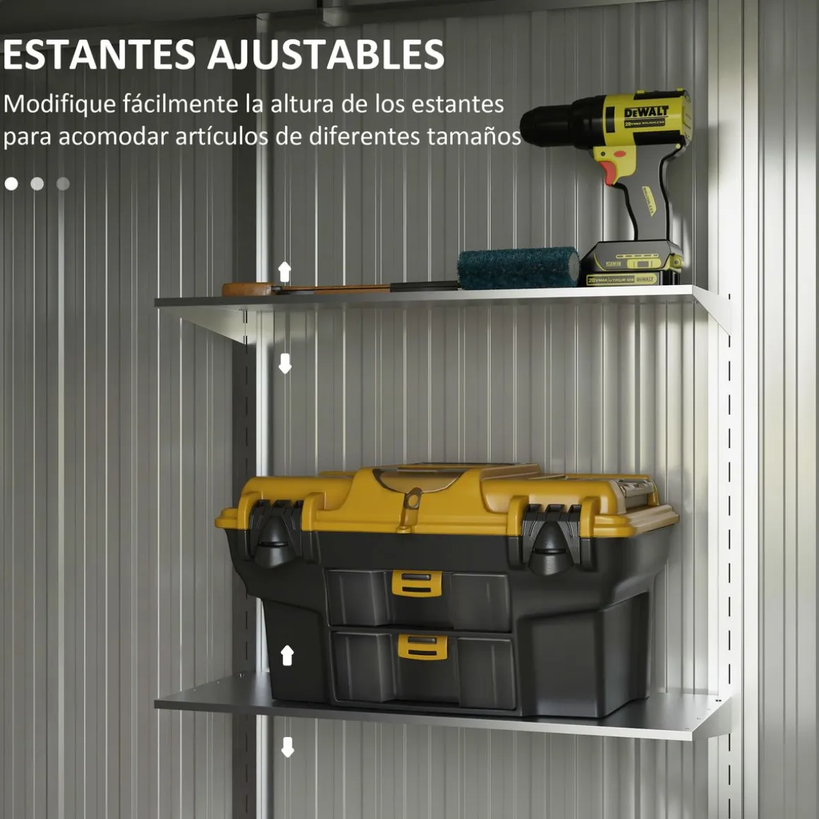 Caseta de jardín Toronto Outsunny puertas correderas + ventilación gris 198,5x238x132 cm