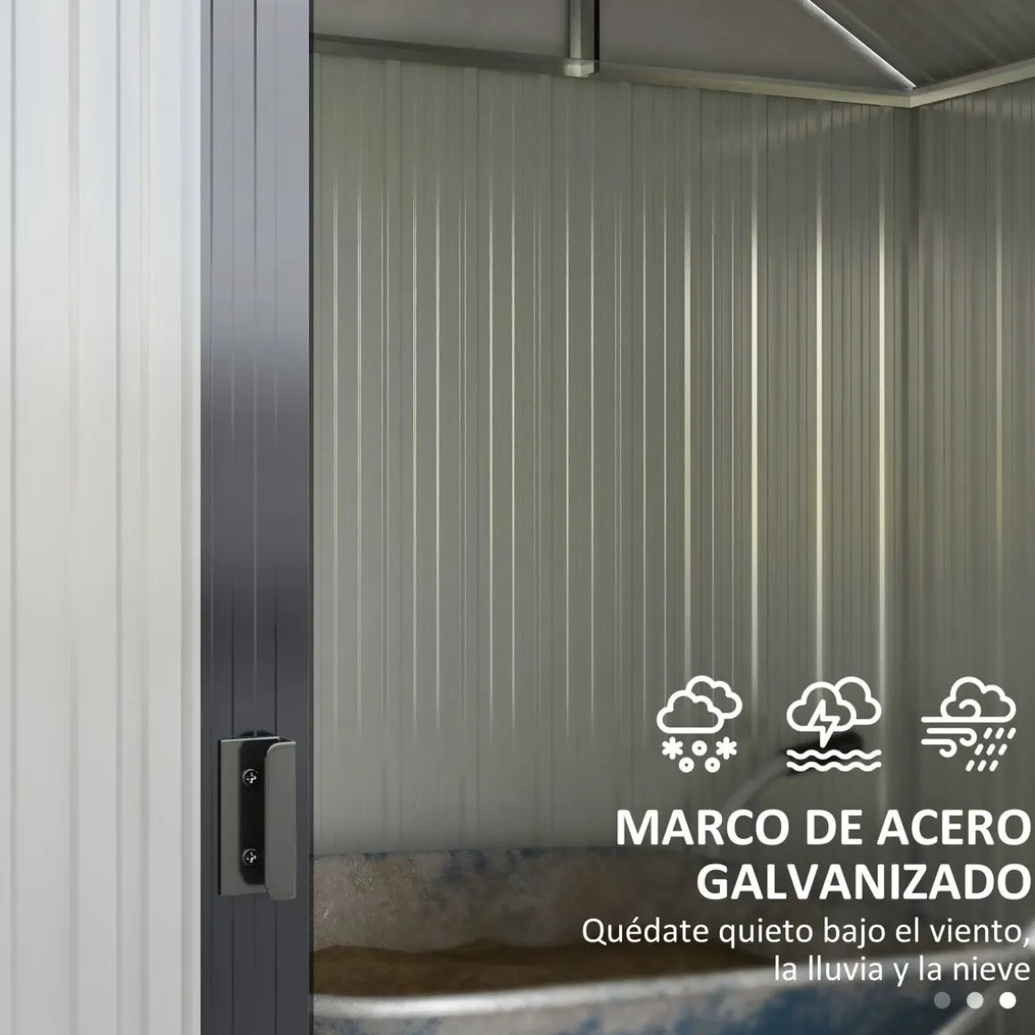 Caseta de jardín Toronto Outsunny puertas correderas + ventilación gris 198,5x238x132 cm