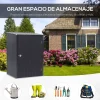 Caseta de jardín Toronto Outsunny puertas + ventilación + techo inclinado negro 160x100x103 cm