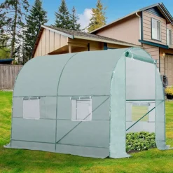 Caseta invernadero Outsunny con puerta+ventanas verde 198x245x200 cm