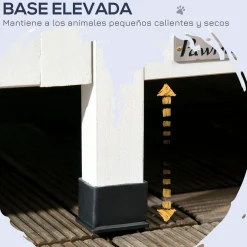Caseta para gatos Cozy PawHut 1 puerta + 3 ventanas + macetero gris/blanco 85,5x96x65 cm