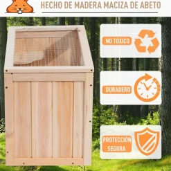 Caseta para hamsters PawHut 2 niveles madera natural 42x60x35 cm