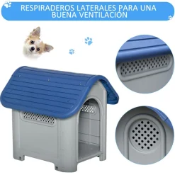 Caseta para perro PawHut azul/gris 66x75x59 cm