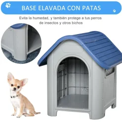 Caseta para perro PawHut azul/gris 66x75x59 cm