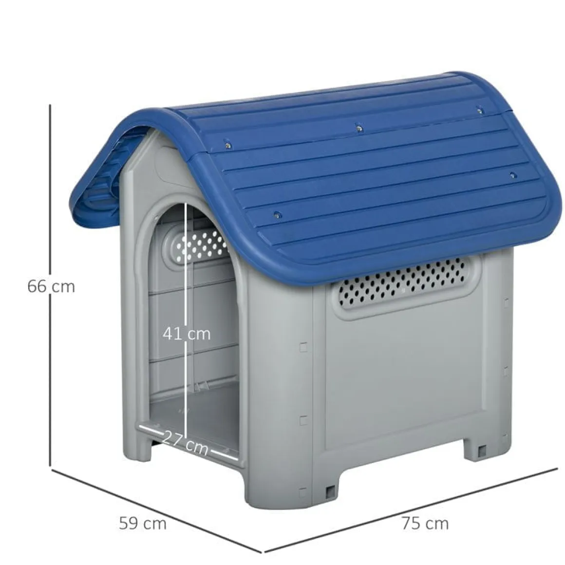 Caseta para perro PawHut azul/gris 66x75x59 cm