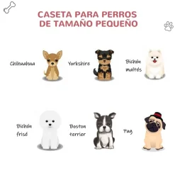 Caseta para perro PawHut con puerta+ventana gris/granate 66x59x75 cm