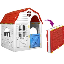 Casita de juegos plegable +2 años estilo cabaña con cerradura multicolor