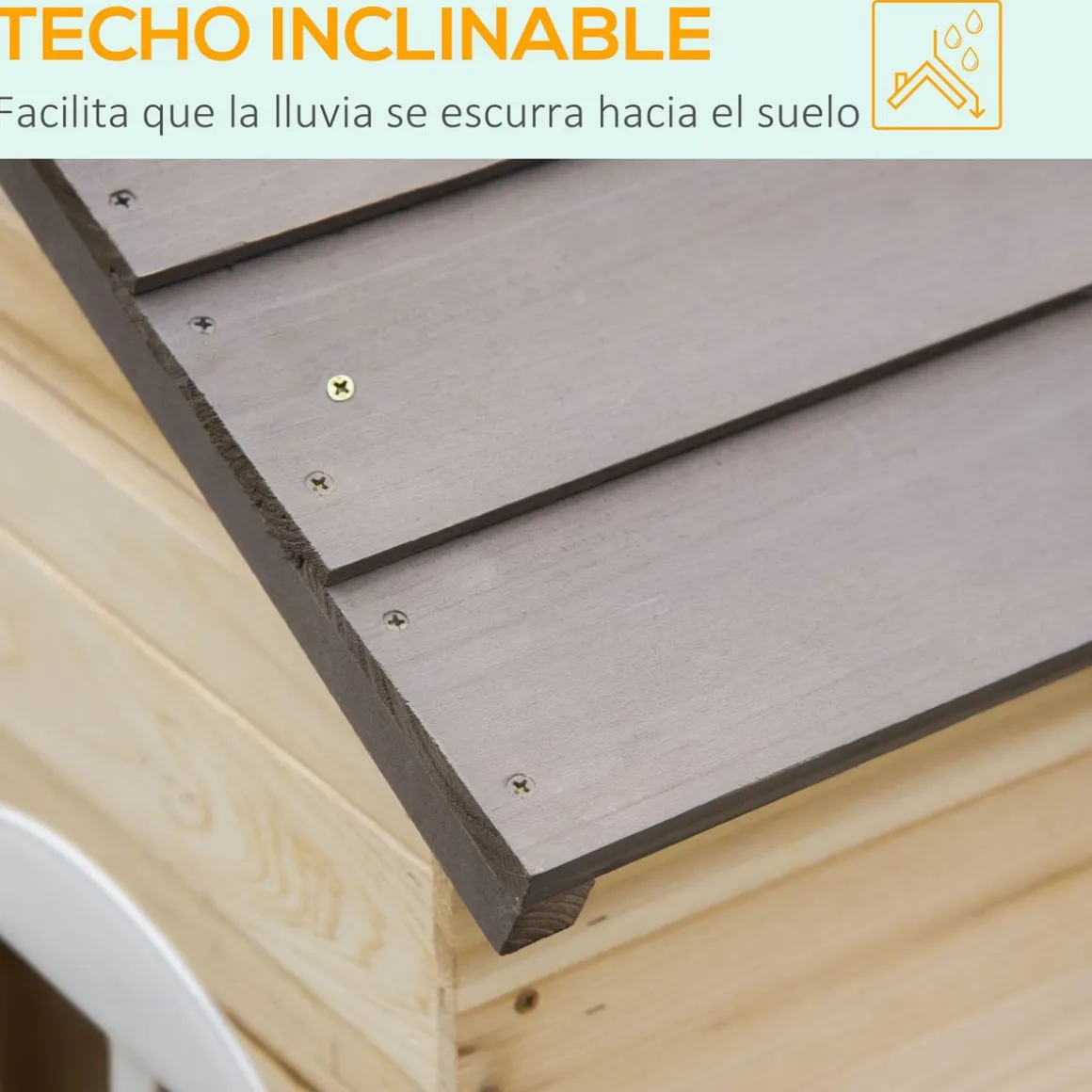 Casita infantil Cádiz Outsunny banco + maceteros natural 134,5x113x94 cm