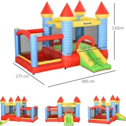 Castillo hinchable infantil Outsunny con tobogán multicolor 210x300x275 cm