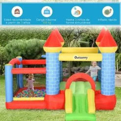 Castillo hinchable infantil Outsunny con tobogán multicolor 210x300x275 cm