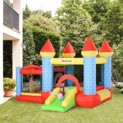 Castillo hinchable infantil Outsunny con tobogán multicolor 210x300x275 cm