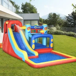 Castillo hinchable infantil Outsunny con tobogán multicolor 3-8A