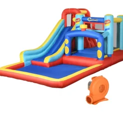 Castillo hinchable infantil Outsunny con tobogán multicolor 3-8A