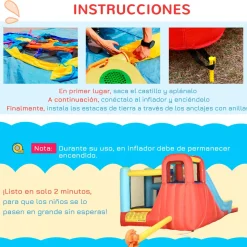 Castillo hinchable infantil Outsunny con tobogán multicolor 3-8A