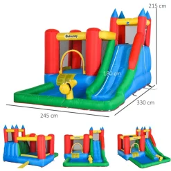 Castillo hinchable Outsunny con rociadores de agua +3A multicolor 215x245x330 cm
