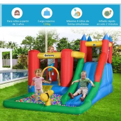 Castillo hinchable Outsunny con rociadores de agua +3A multicolor 215x245x330 cm