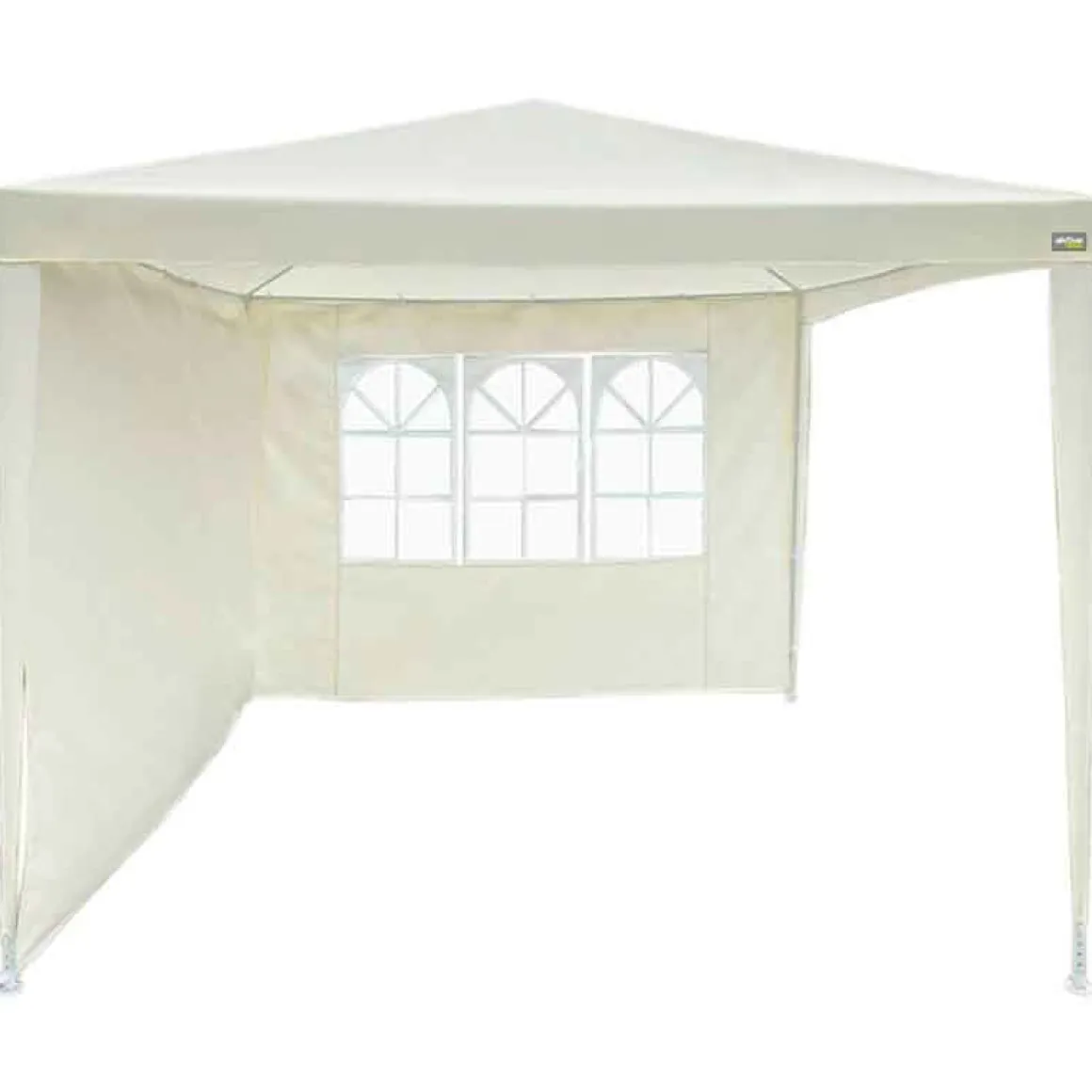 Cenador Aktive con 2 paredes poliéster crema 240x270x270 cm