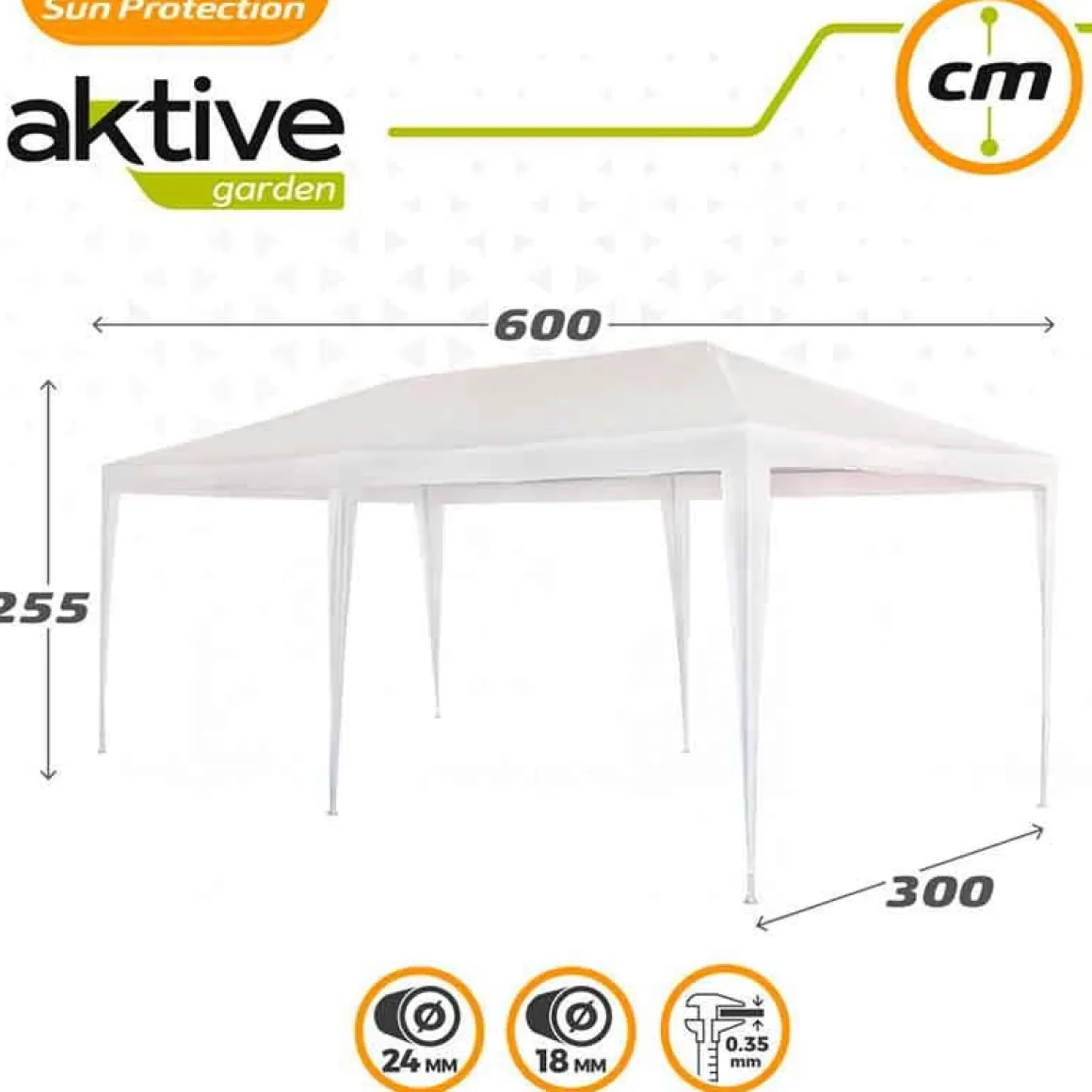 Cenador Aktive Garden 18m² de sombra blanco 255x600x300 cm