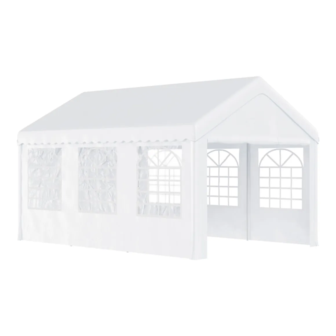 Cenador de jardín Outsunny 6 ventanas 4 paneles blanco 280x405x600 cm