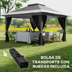 Cenador Dhile Outsunny plegable + cortinas removibles 280x356 cm