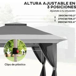 Cenador Dhile Outsunny plegable + cortinas removibles 280x356 cm