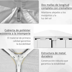 Cenador exterior Outsunny 2 puertas blanco/negro 4x3m