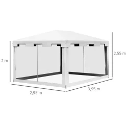 Cenador exterior Outsunny 2 puertas blanco/negro 4x3m