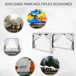 Cenador exterior Outsunny 2 puertas blanco/negro 4x3m