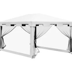 Cenador exterior Outsunny 2 puertas blanco/negro 4x3m