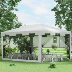 Cenador exterior Outsunny 2 puertas blanco/negro 4x3m
