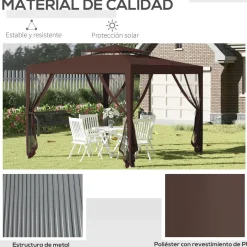 Cenador Girasol Outsunny mosquiteras laterales 268x297x297 cm