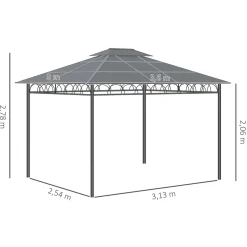 Cenador Mark Outsunny doble techo + cortinas + mosquiteras negro/crema 278x360x300 cm