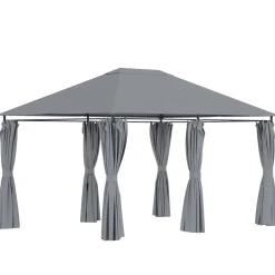 Cenador Tenerife Outsunny cortinas extraíbles + orificios de drenaje 272x400x300 cm