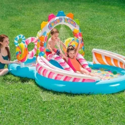 Centro de juegos acuático Candy Zone Intex hinchable +3A multicolor 130x191x295 cm