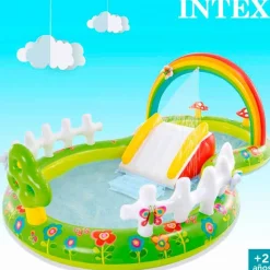 Centro de juegos hinchable Jardín Intex 450L tobogán acolchado +2A verde 104x290x180 cm